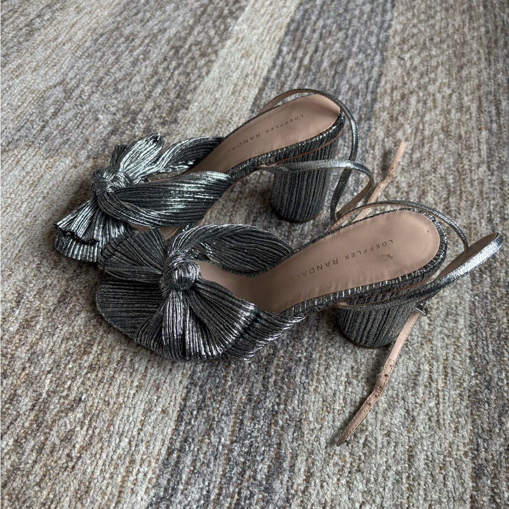 Loeffler Randall Metallic Silver Heeled Sandals